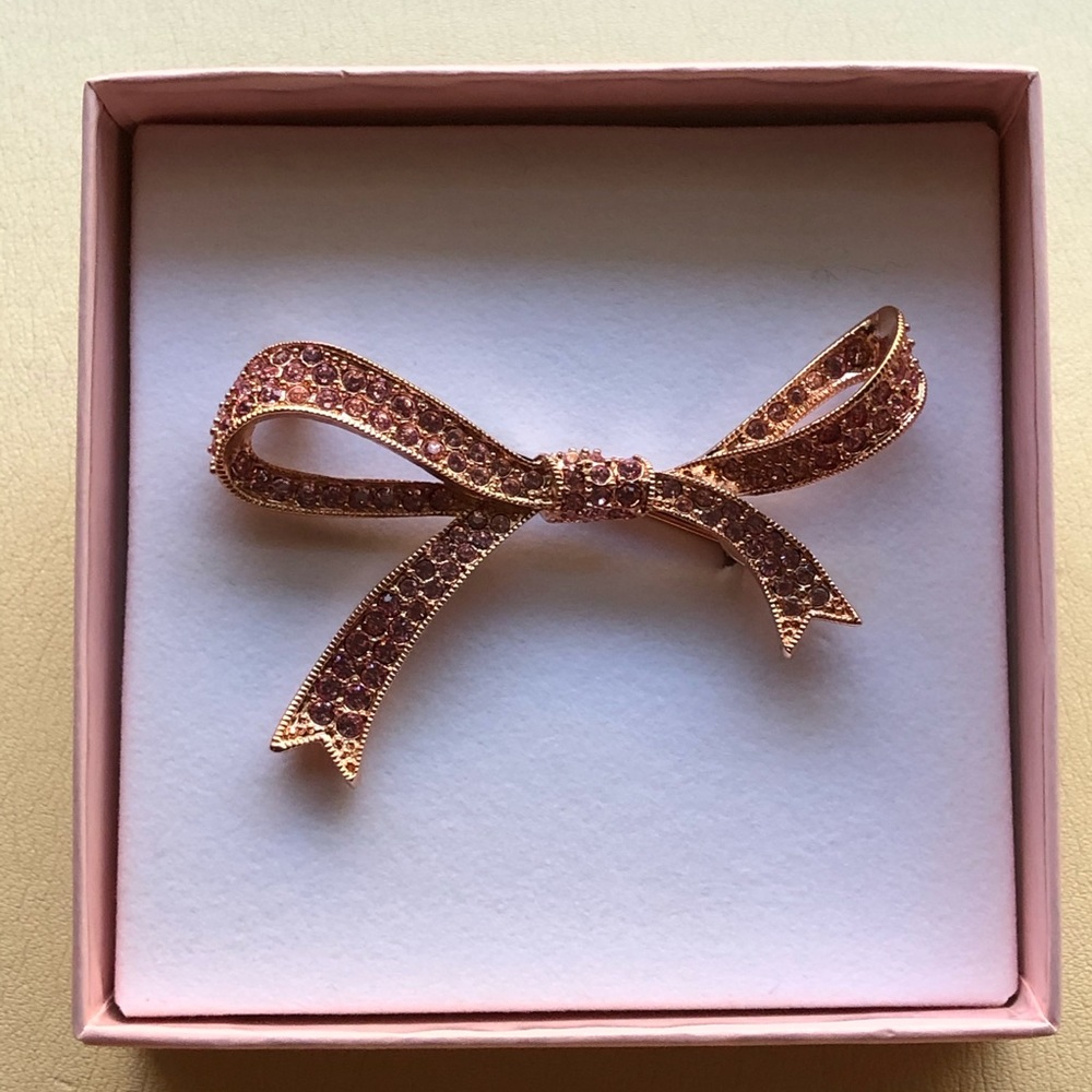 Support Breast Cancer Research. Pink Pave Bow Brooch by KENNETH JAY LANE.